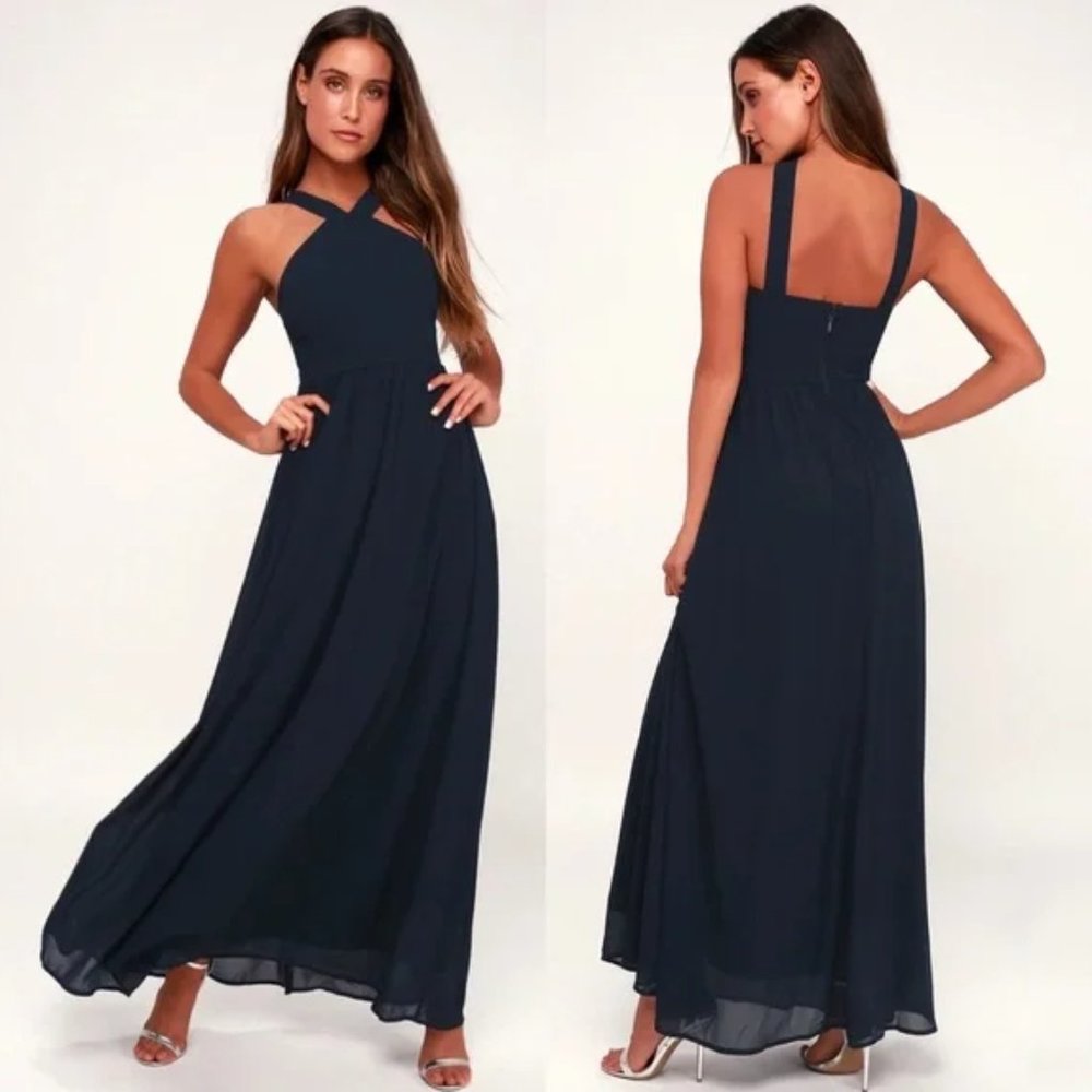 Lulus Navy Blue Air of Romance Maxi Dress (271)🦋